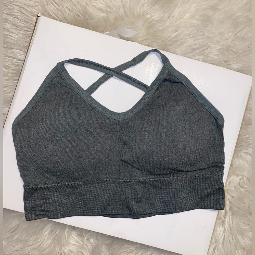 OS NEVER WORN gray opened back Sports Bra/Top